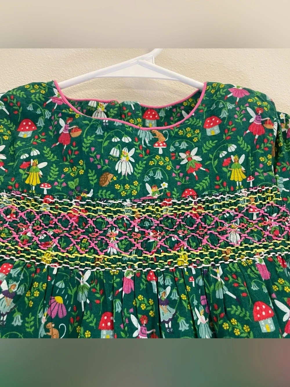 Mini Boden Floral Dress size 7-8Y Smocked Cottagecore Whimsical Fairy Cotton